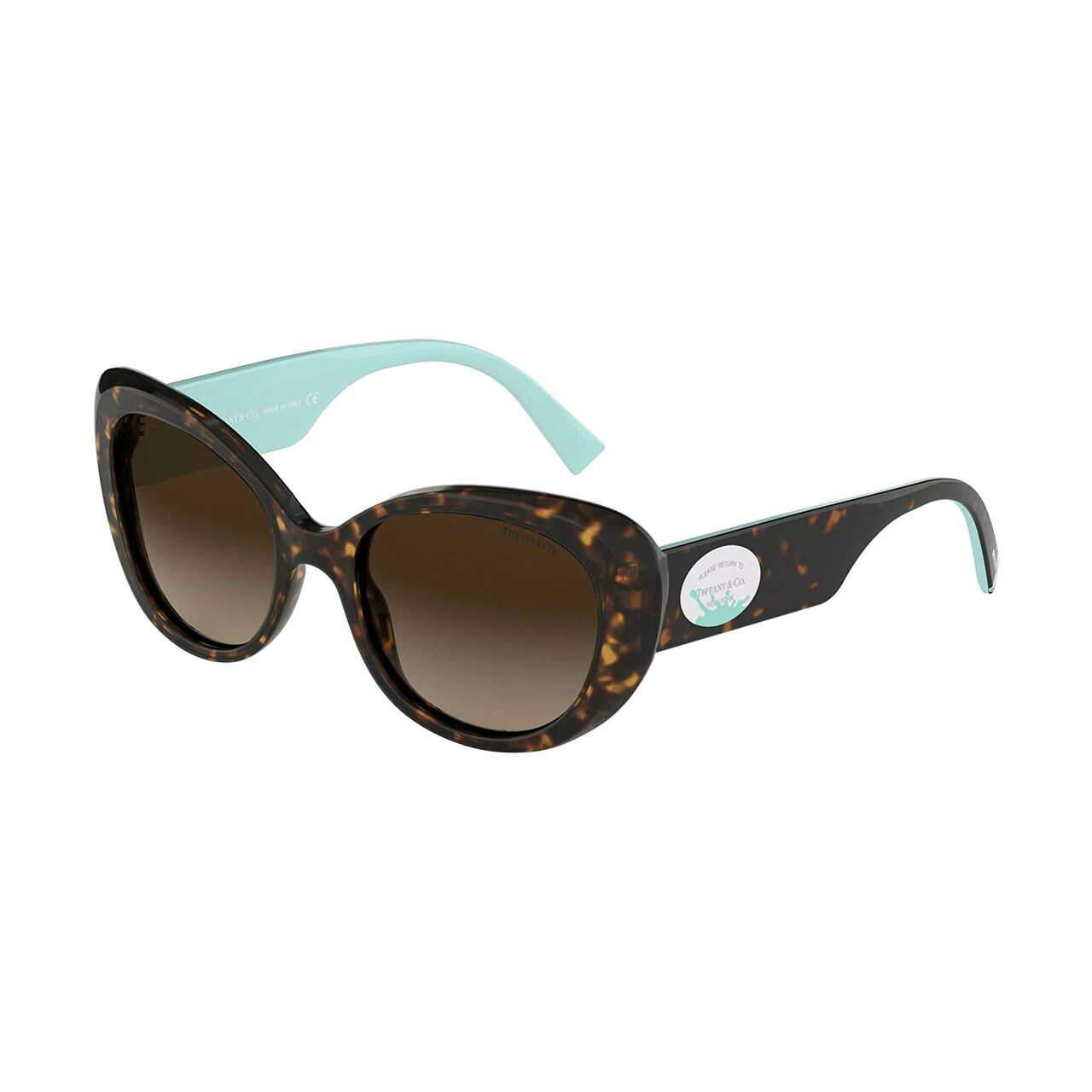 Tiffany & Co. TF4153-80153B Havana Butterfly sunglasses with brown gradient lenses, showcasing elegant design and UV protection.
