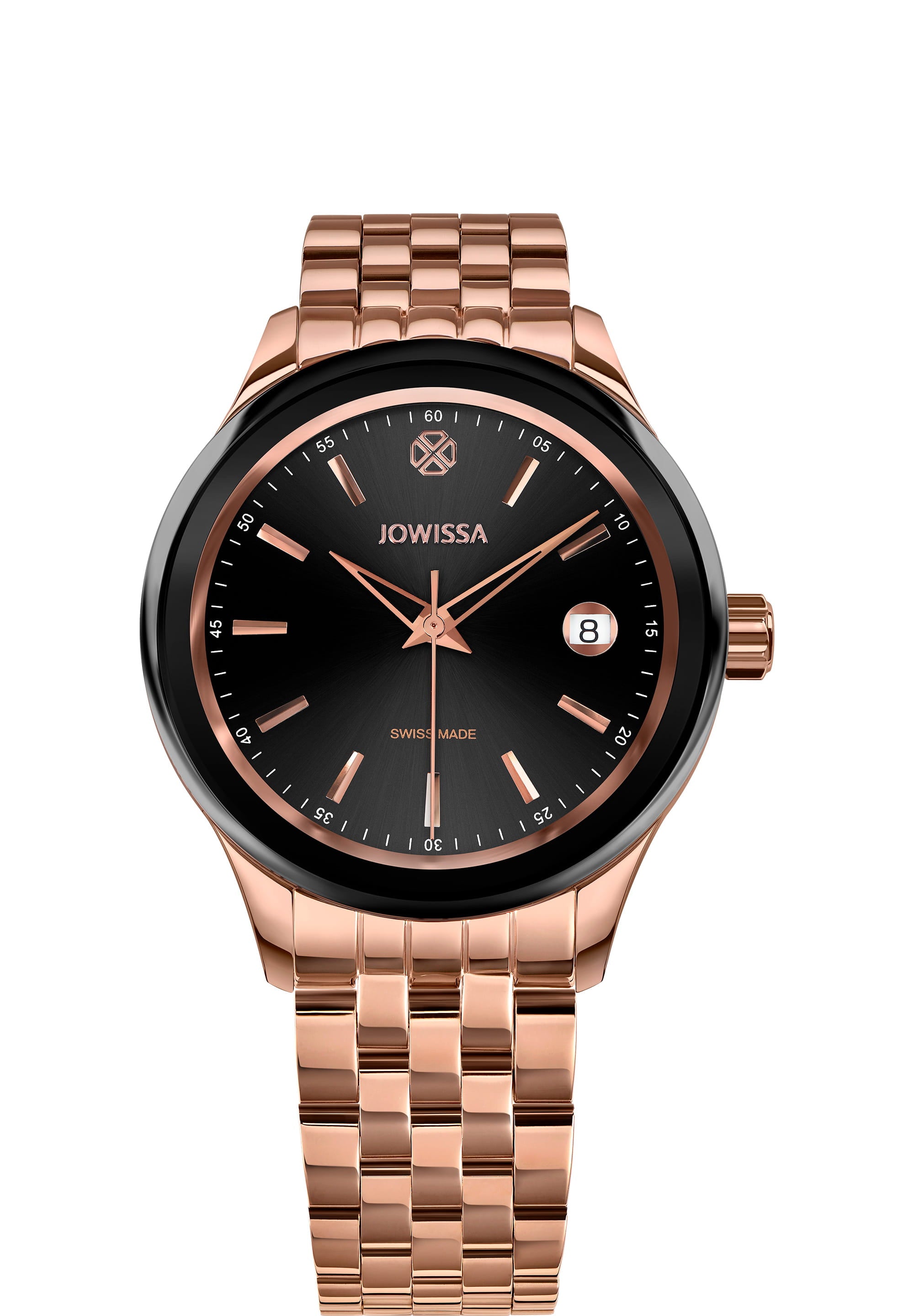 Tiro Swiss Made Watch J4.234.M featuring a stainless steel case, shiny sunray dial, and stainless steel bracelet.