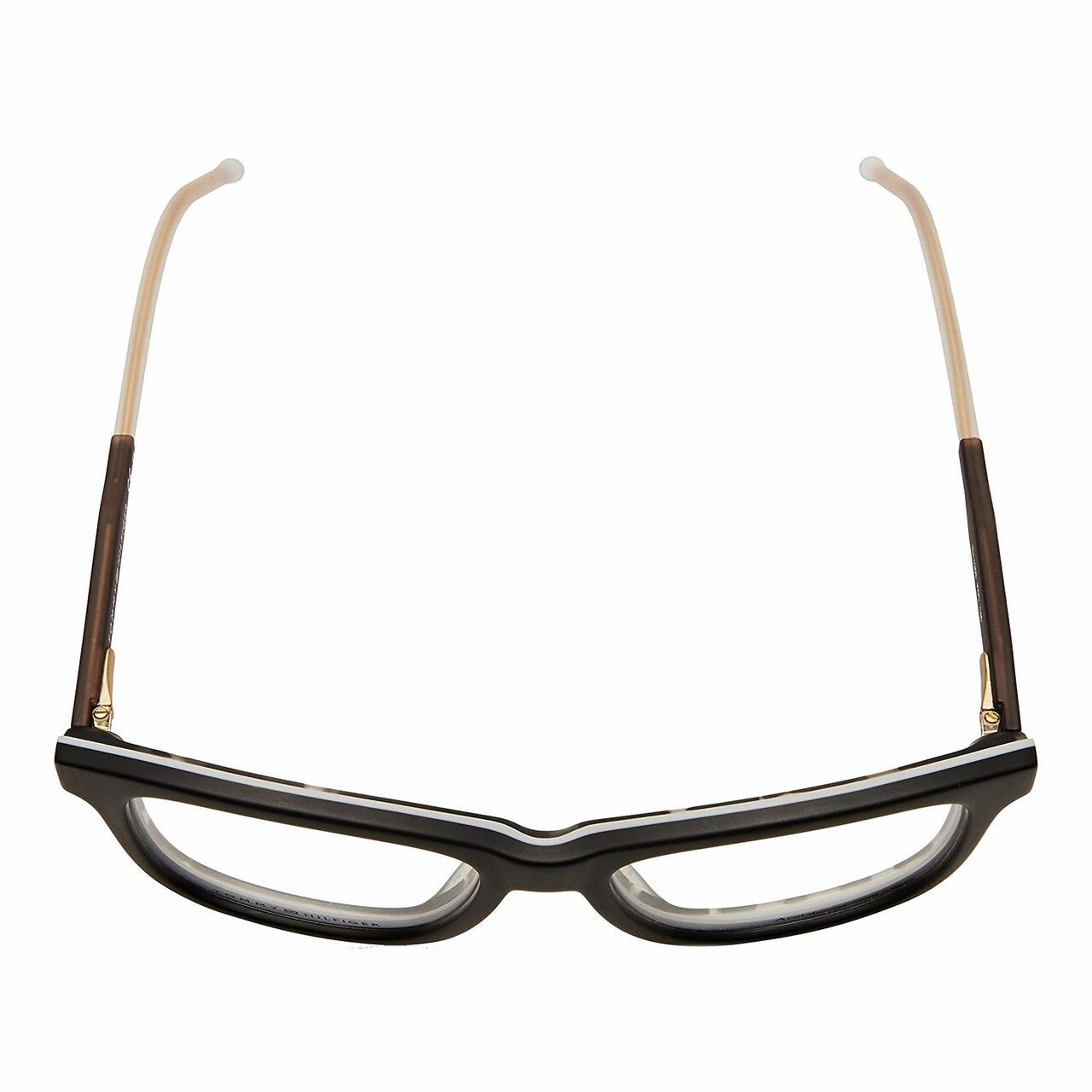 Tommy Hilfiger TH1353-K0C Black Grey Square Men's Acetate Eyeglasses displayed elegantly with a stylish case.