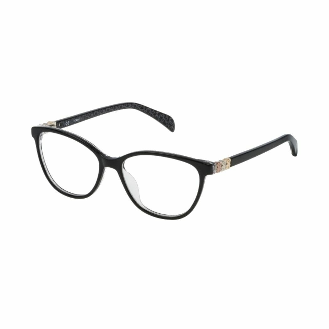 Tous VTO973-0BLA Black Square Women's Acetate Eyeglasses displayed elegantly with a black frame.