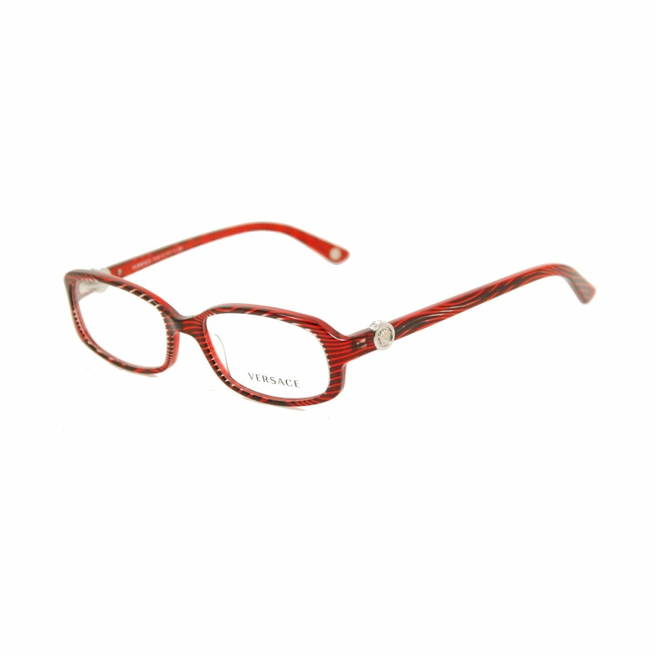 Versace VE3149B-935 red rectangular women's plastic eyeglasses with full-rim design, showcasing stylish and modern aesthetics.