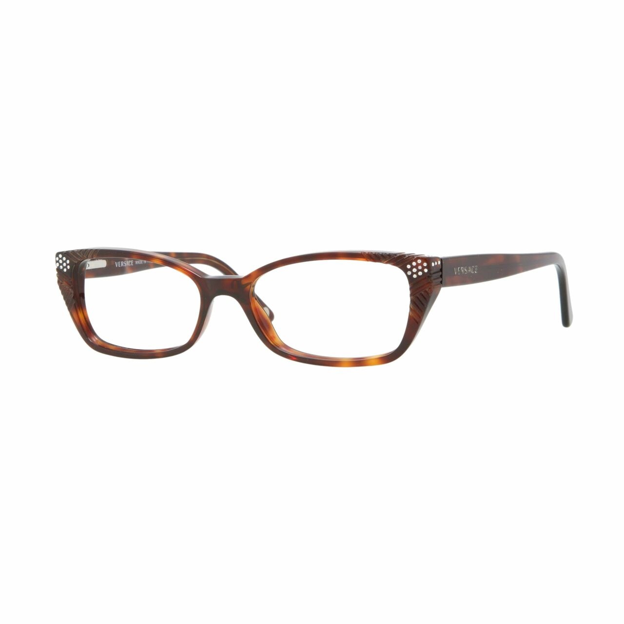 Versace VE3150B-879 Havana Rectangular Women's Plastic Eyeglasses showcasing elegant full-rim design and stylish frame.