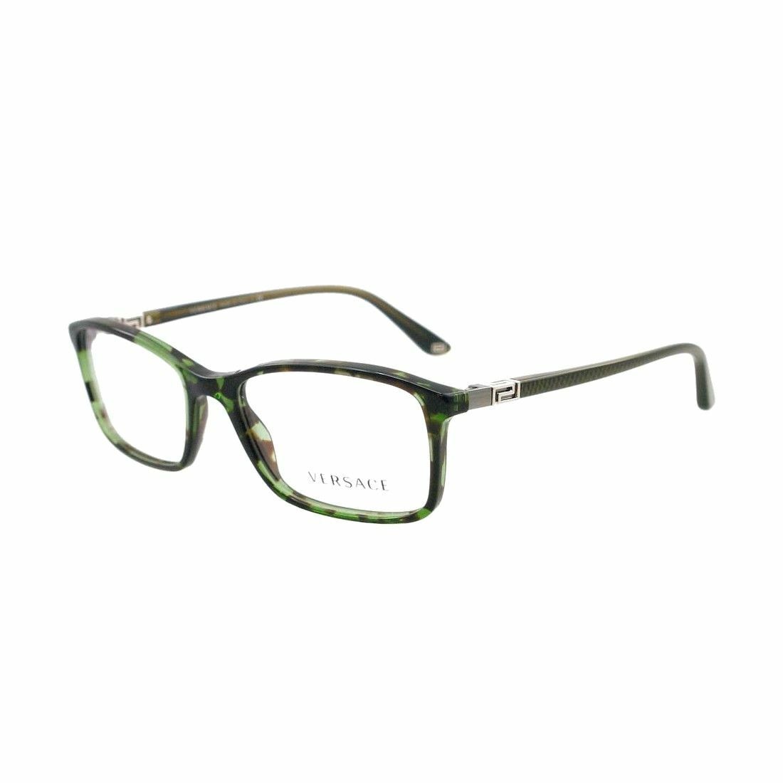 Versace VE3163-993 Green Havana Square Men's Plastic Eyeglasses with a stylish full-rim design.