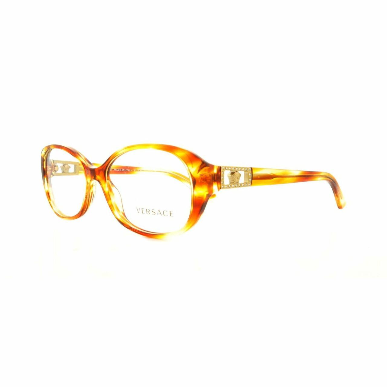 Versace VE3179B-5027 Striped Honey Oval Women's Plastic Eyeglasses with stylish design and elegant frame.