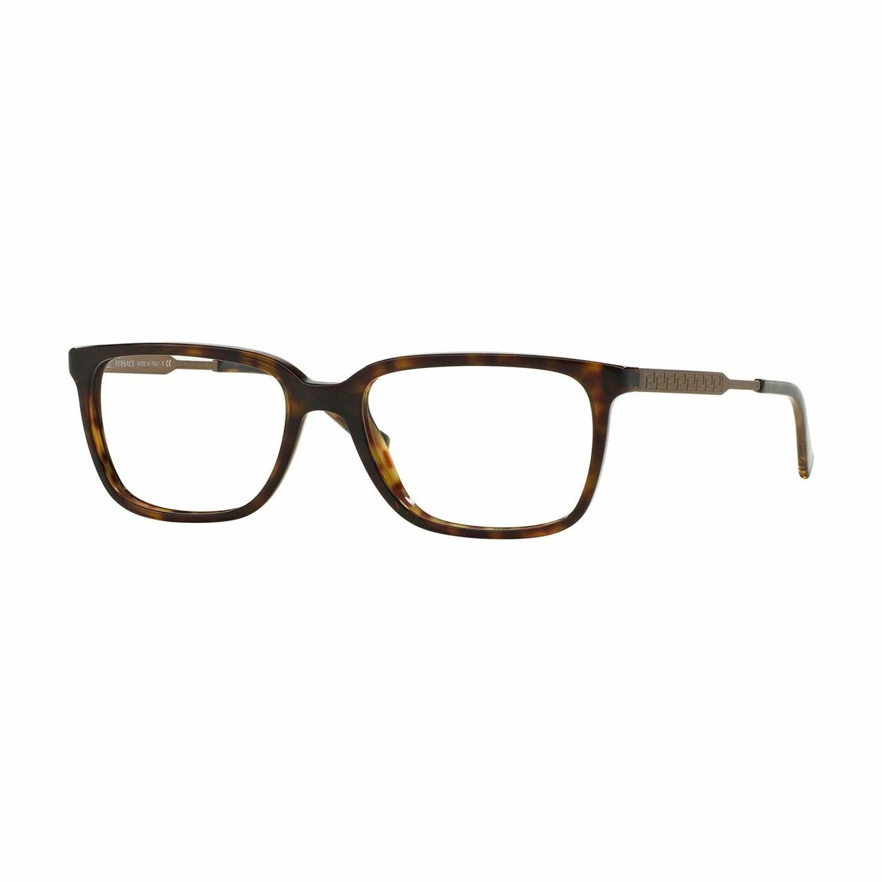 Versace VE3209-108 Havana Square Men's Plastic Eyeglasses featuring a stylish square design in a rich Havana color.