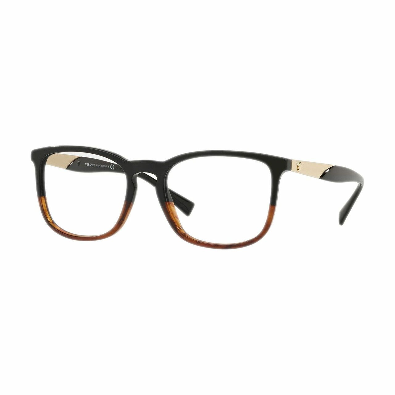 Versace VE3252-5117 Black Havana Square Men's Plastic Eyeglasses displayed elegantly with a stylish case.
