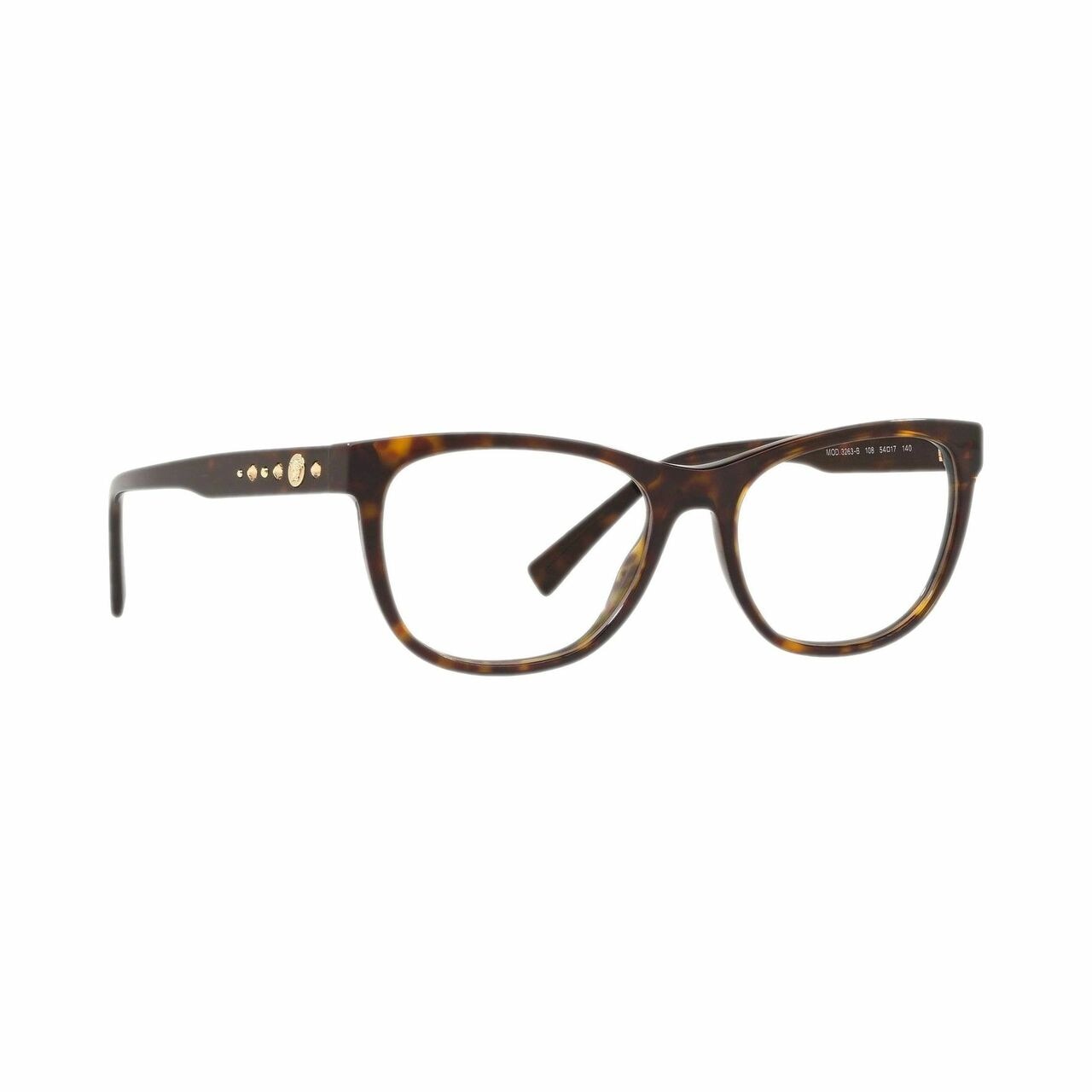 Versace VE3263B-108 Dark Havana Square Women's Plastic Eyeglasses with stylish full-rim design.