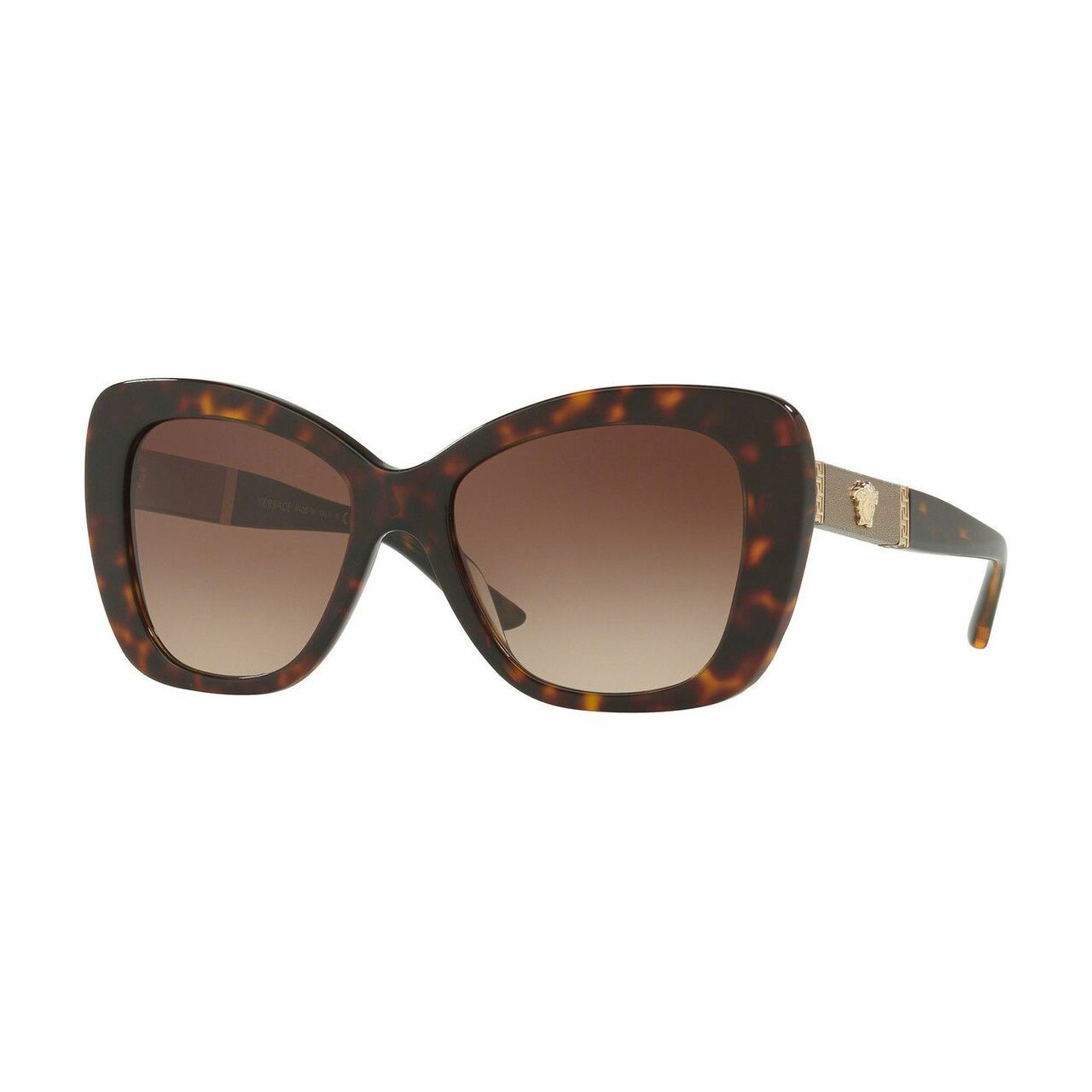 Versace VE4305Q-108/13 Dark Havana Oversize Women's Sunglasses with gradient brown lenses, showcasing a stylish full-rim design.
