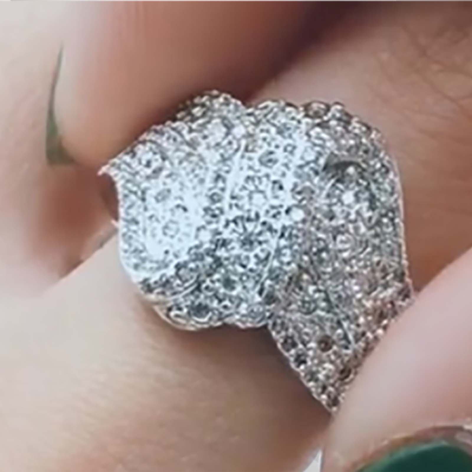 0.35Ct sparkling CZ diamonds bridal engagement band ring in 18K white gold, featuring micro pave settings and 115 round-cut stones.