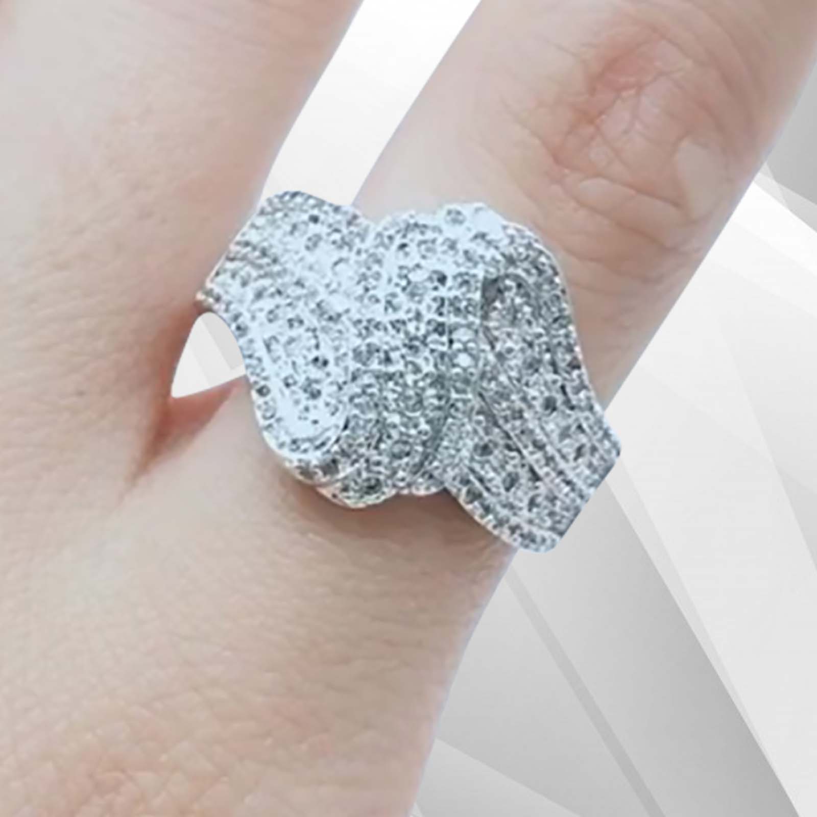 0.35Ct sparkling CZ diamonds bridal engagement band ring in 18K white gold, featuring micro pave settings and 115 round-cut stones.