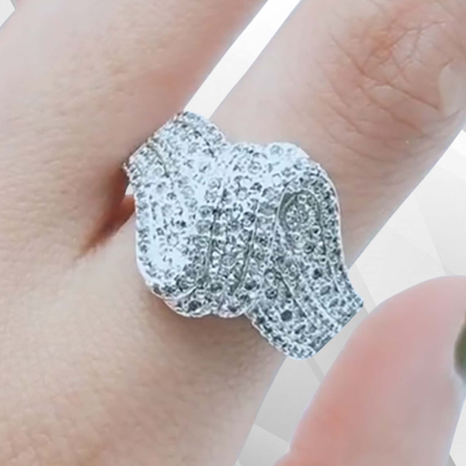 0.35Ct sparkling CZ diamonds bridal engagement band ring in 18K white gold, featuring micro pave settings and 115 round-cut stones.