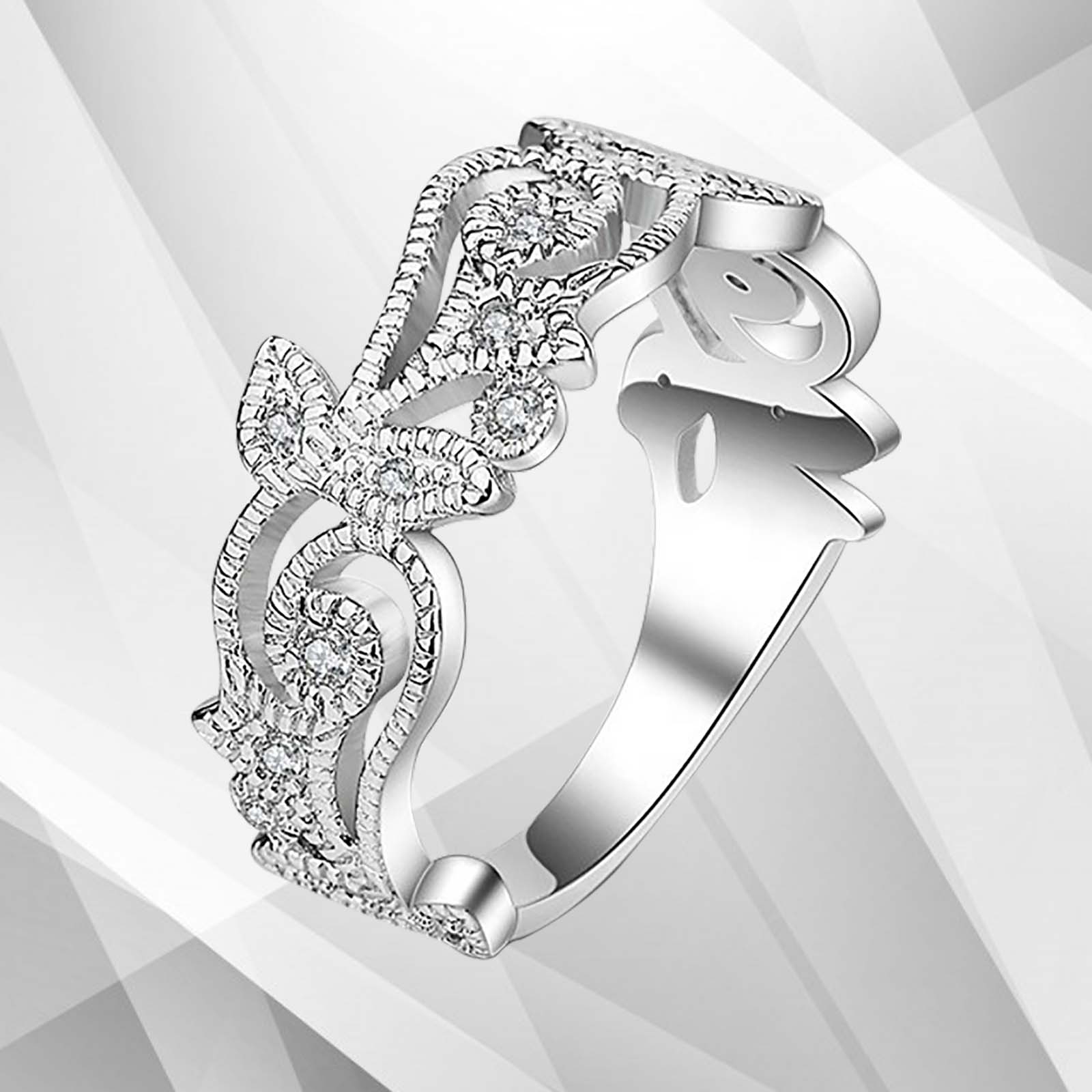 0.35Ct 19 Diamonds Designer Sparkling Bridal Engagement Ring in 18K white gold, featuring micro pave and channel settings.