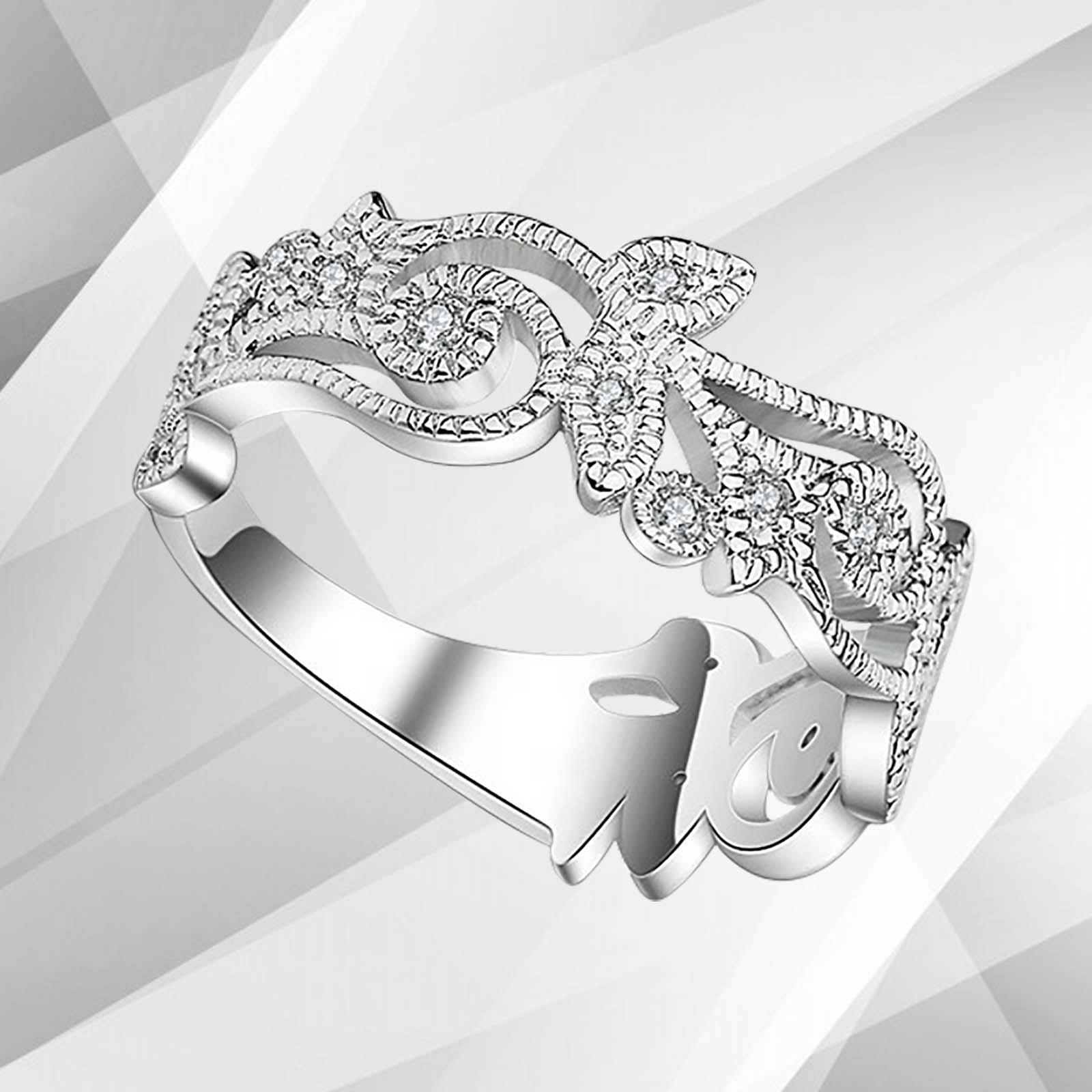 0.35Ct 19 Diamonds Designer Sparkling Bridal Engagement Ring in 18K white gold, featuring micro pave and channel settings.