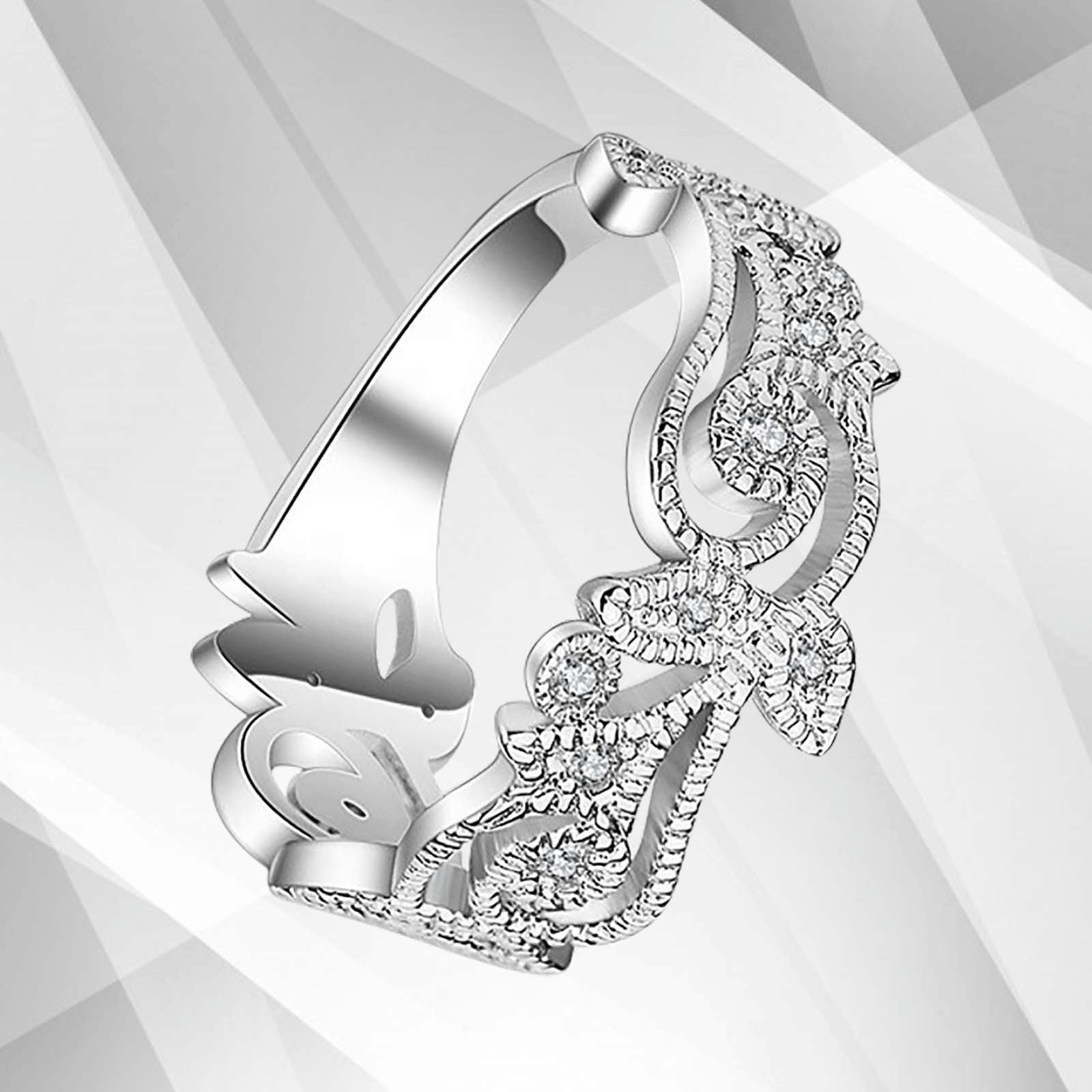 0.35Ct 19 Diamonds Designer Sparkling Bridal Engagement Ring in 18K white gold, featuring micro pave and channel settings.