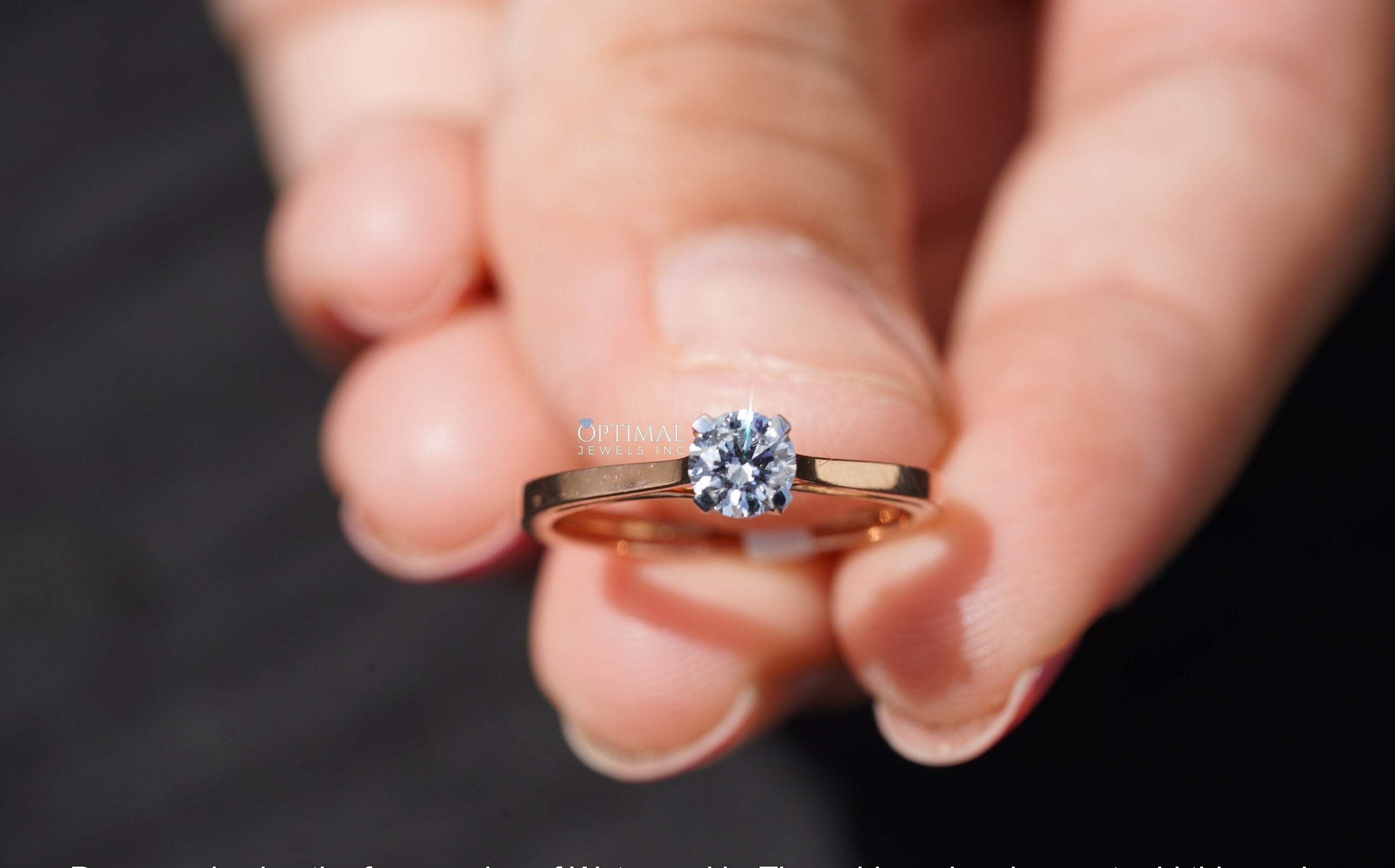 0.45 CT Round Cut Lab Grown Diamond Ring in Rose Gold, showcasing a sparkling solitaire design perfect for engagement or gifting.