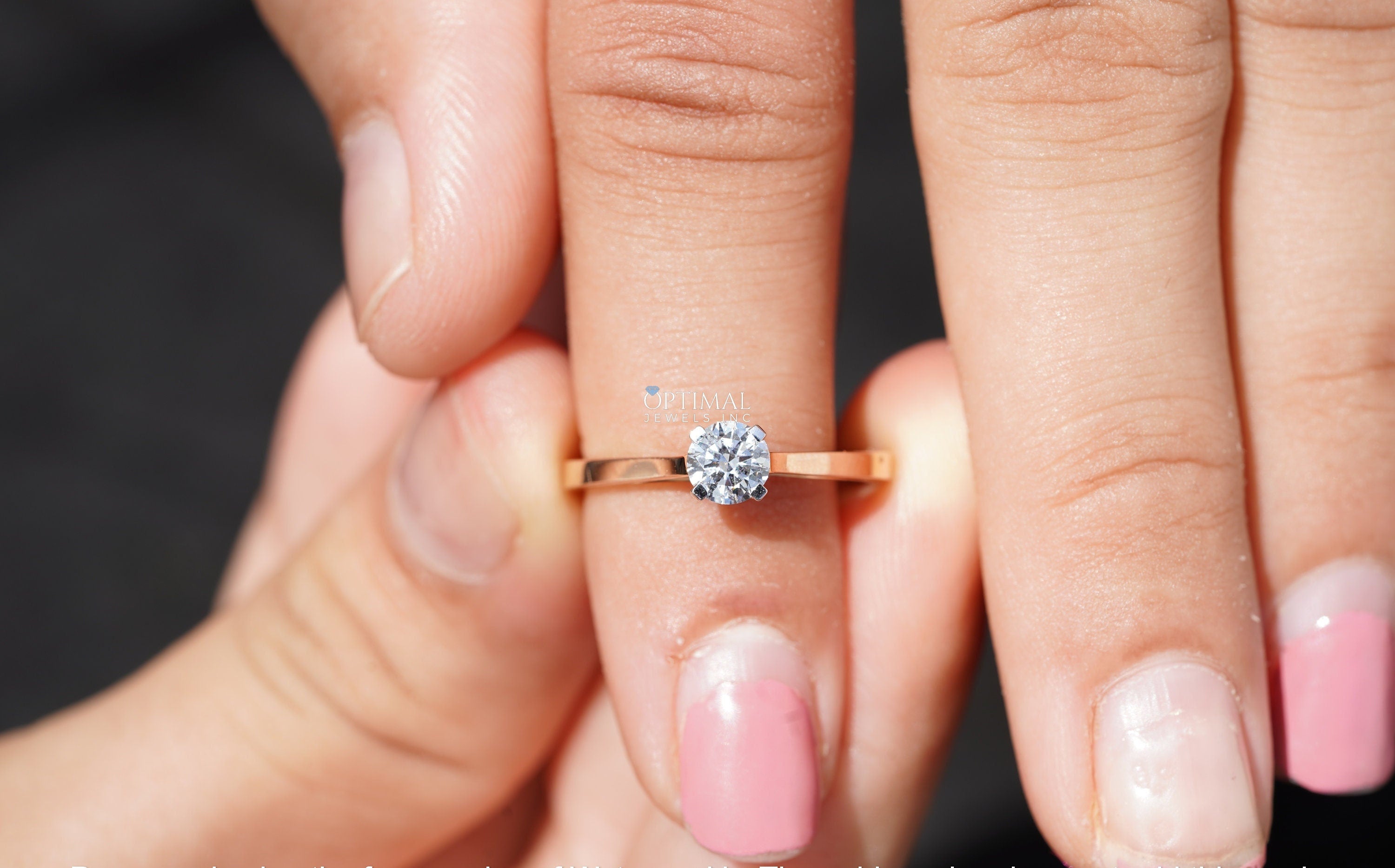 0.45 CT Round Cut Lab Grown Diamond Ring in Rose Gold, showcasing a sparkling solitaire design perfect for engagement or gifting.