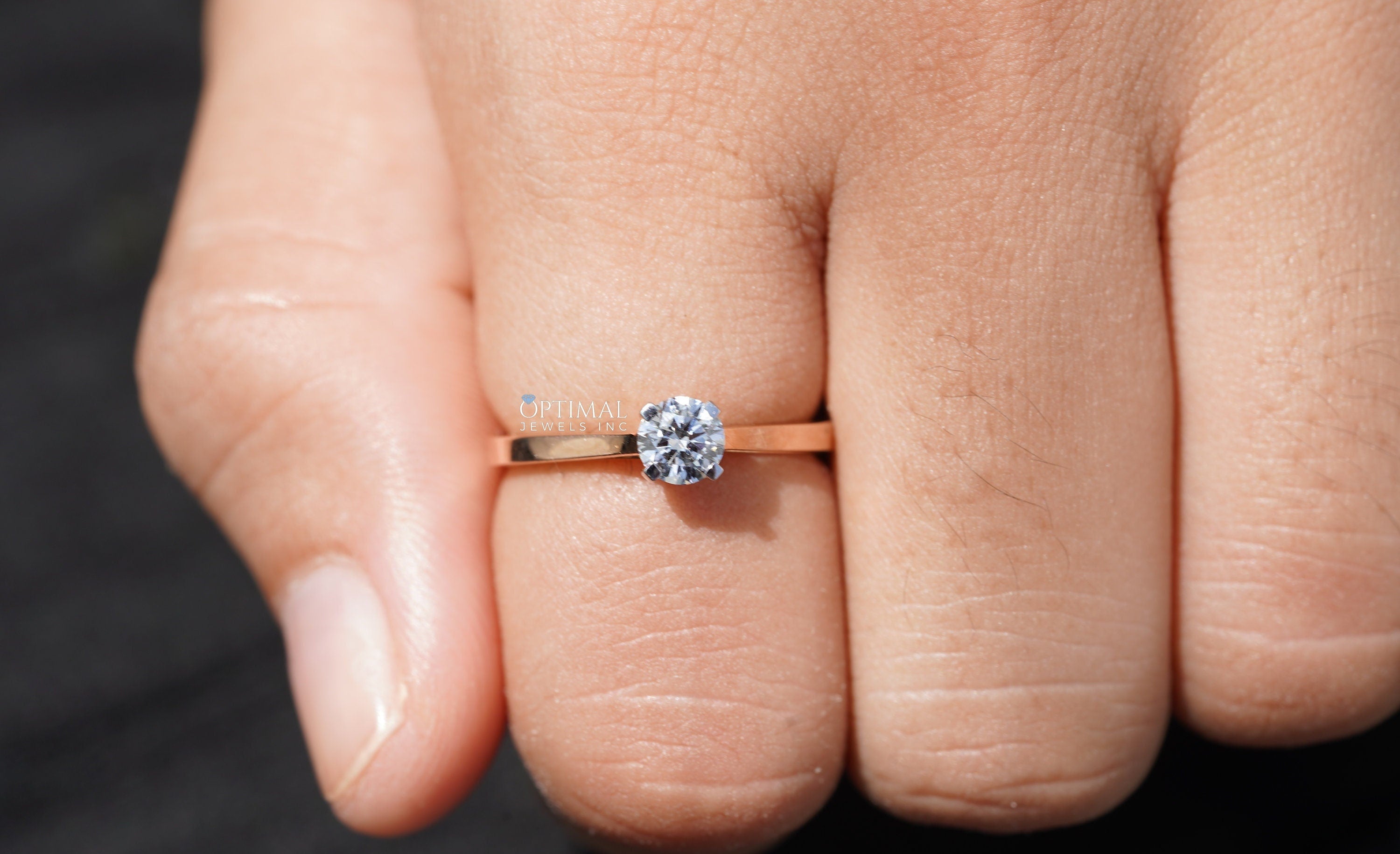 0.45 CT Round Cut Lab Grown Diamond Ring in Rose Gold, showcasing a sparkling solitaire design perfect for engagement or gifting.