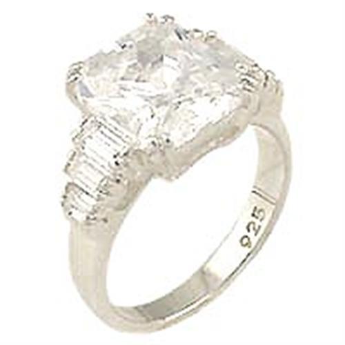 00827 High-Polished 925 Sterling Silver Ring featuring AAA Grade clear CZ stones, showcasing its elegant design and shine.