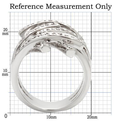 0W061 Rhodium Brass Ring featuring a clear AAA Grade CZ center stone, showcasing its elegant design and high-quality finish.