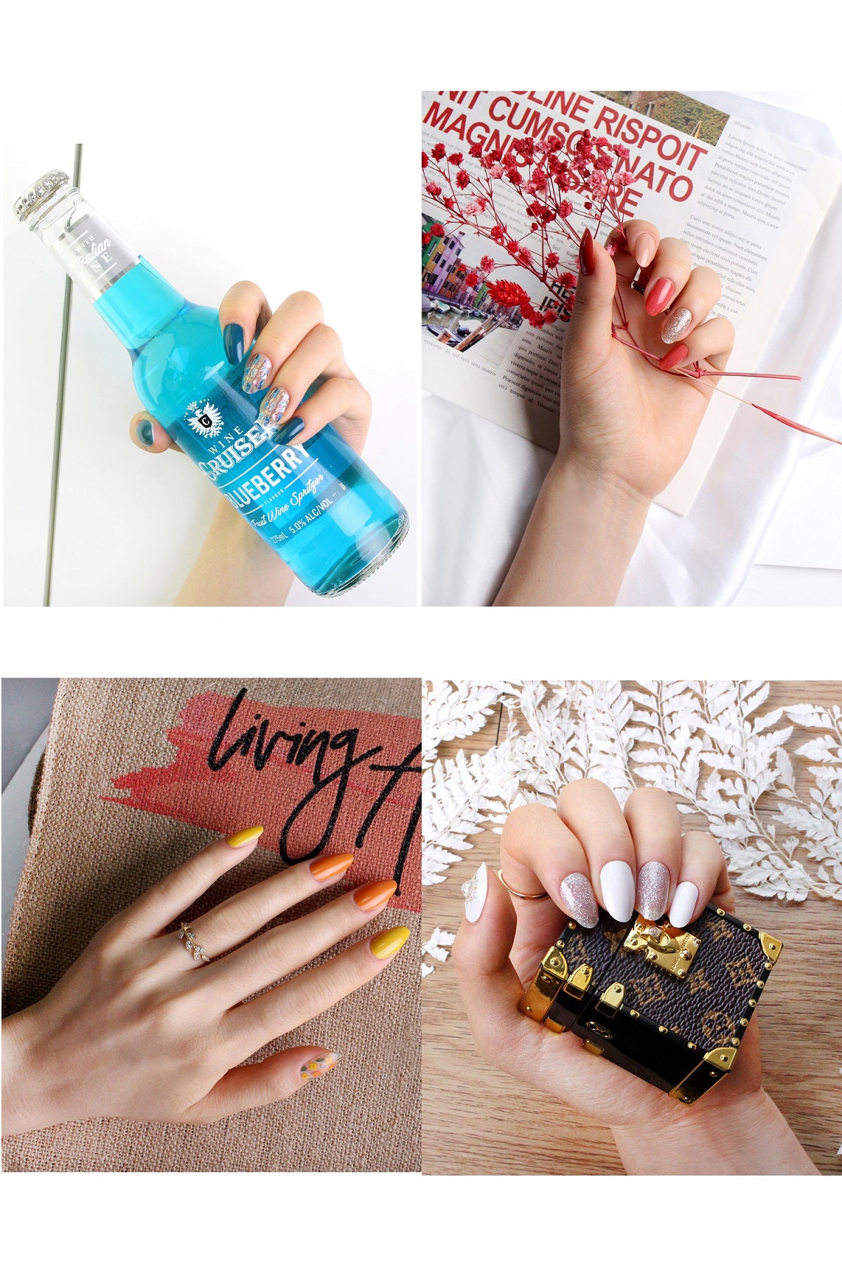 A vibrant display of Baanhada 100% real nail polish strips in 24 different colors, showcasing their glossy finish and variety.