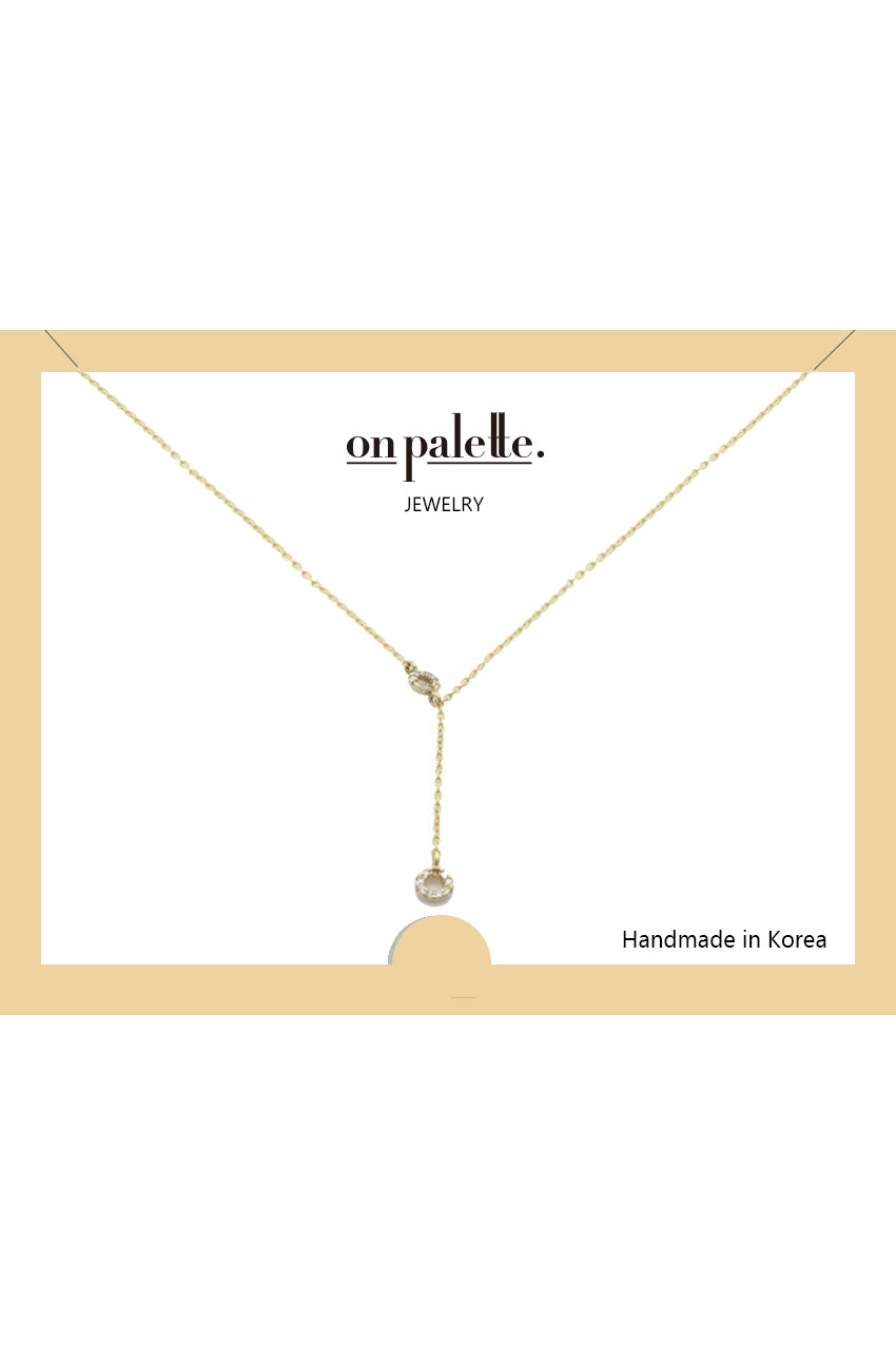 14K Gold Dipped Stone Drop Pendant Necklace featuring a colorful stone, elegantly designed for versatile wear.