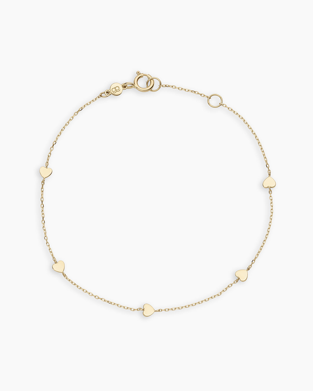 Elegant 14k Gold Heart Bracelet featuring a delicate heart design, perfect for any outfit.