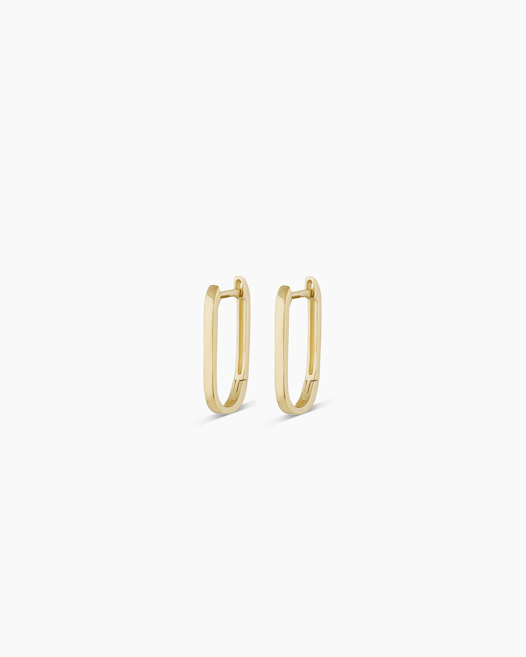 Elegant 14k Gold Parker Link Huggies earrings showcasing a unique link design, perfect for stylish outfits.