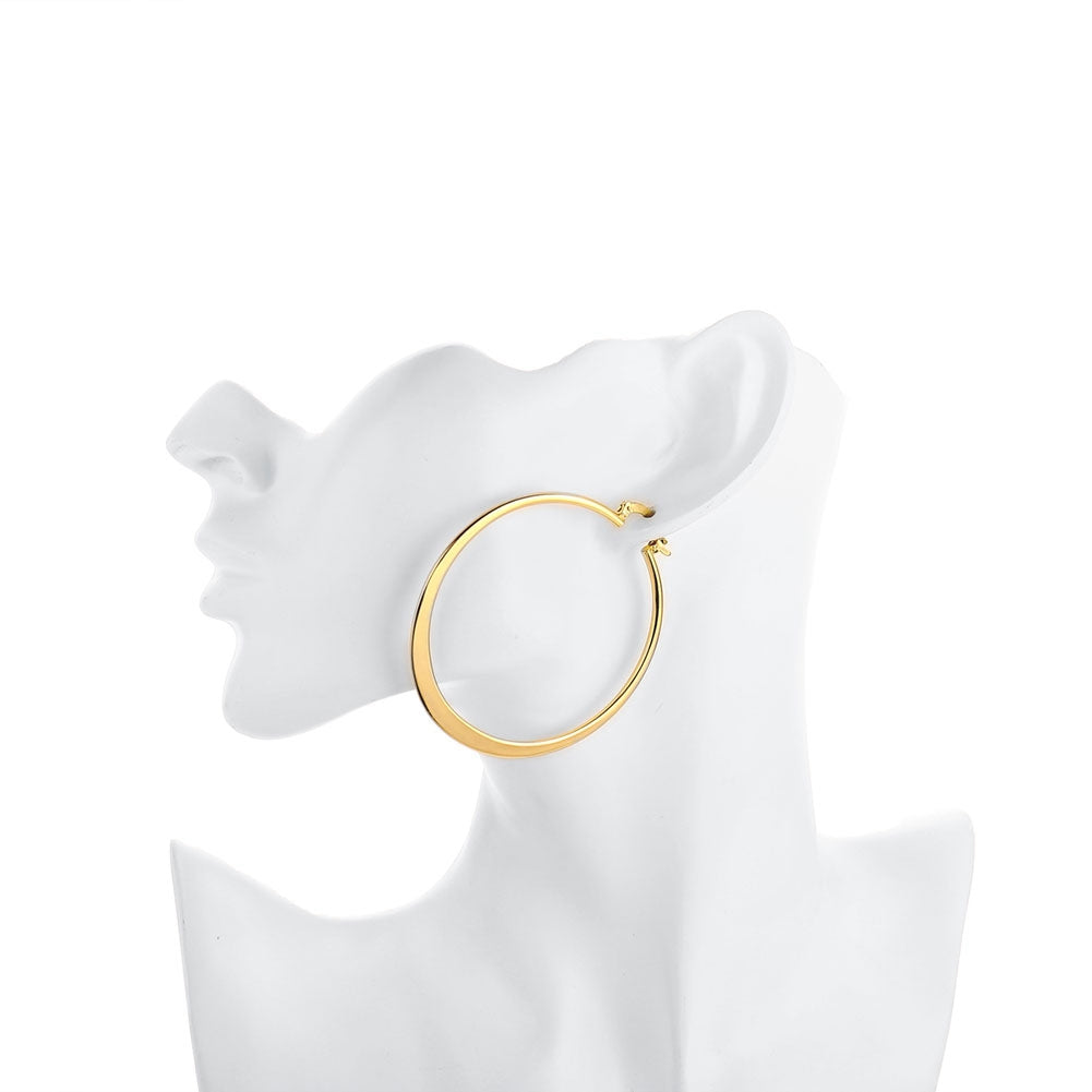 14K Gold Plated Sleek Classic Test Tube Hoop Earrings displayed elegantly, showcasing their unique design and shiny finish.