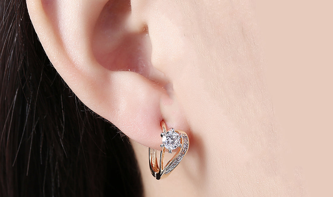 14K Gold Plating White Curved Harp Clip On Earrings showcasing elegant design and high-quality materials.