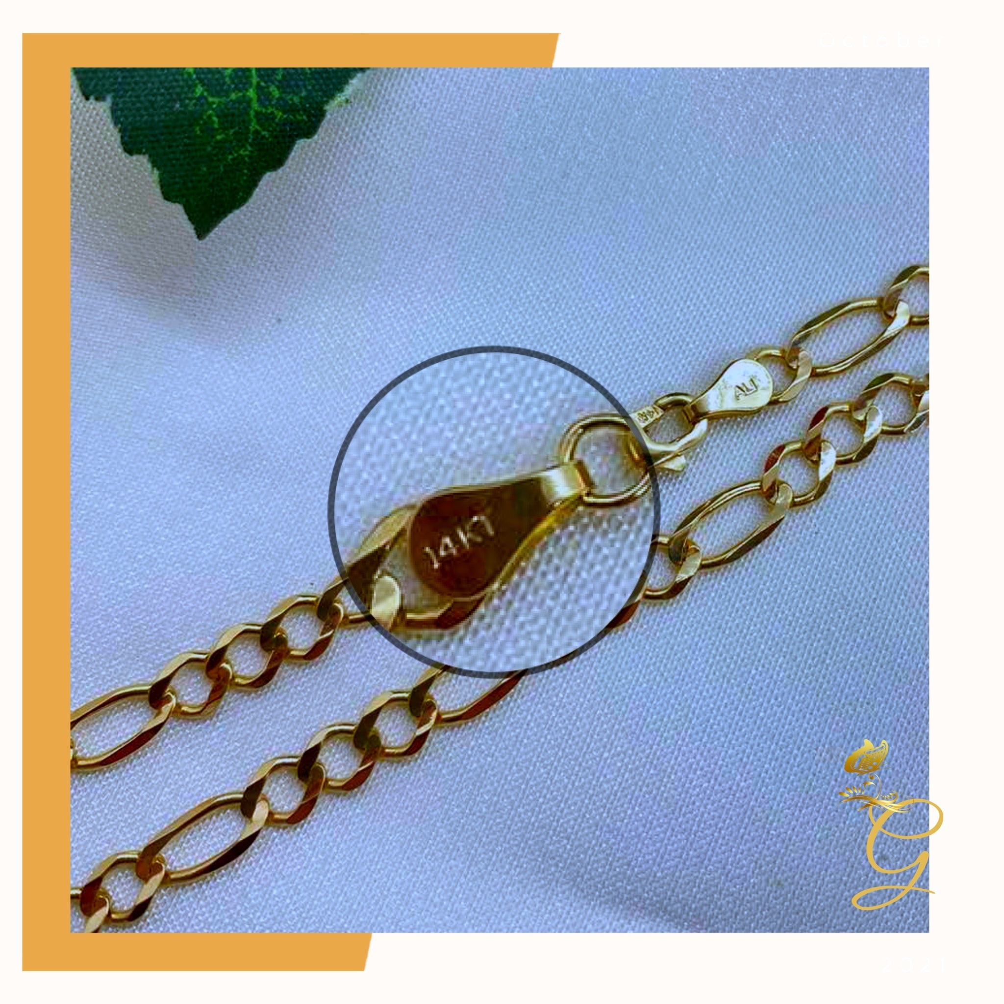 14K Real Solid Gold Figaro Chain for men, 24 inches long and 4.7MM wide, showcasing its elegant design and solid gold construction.