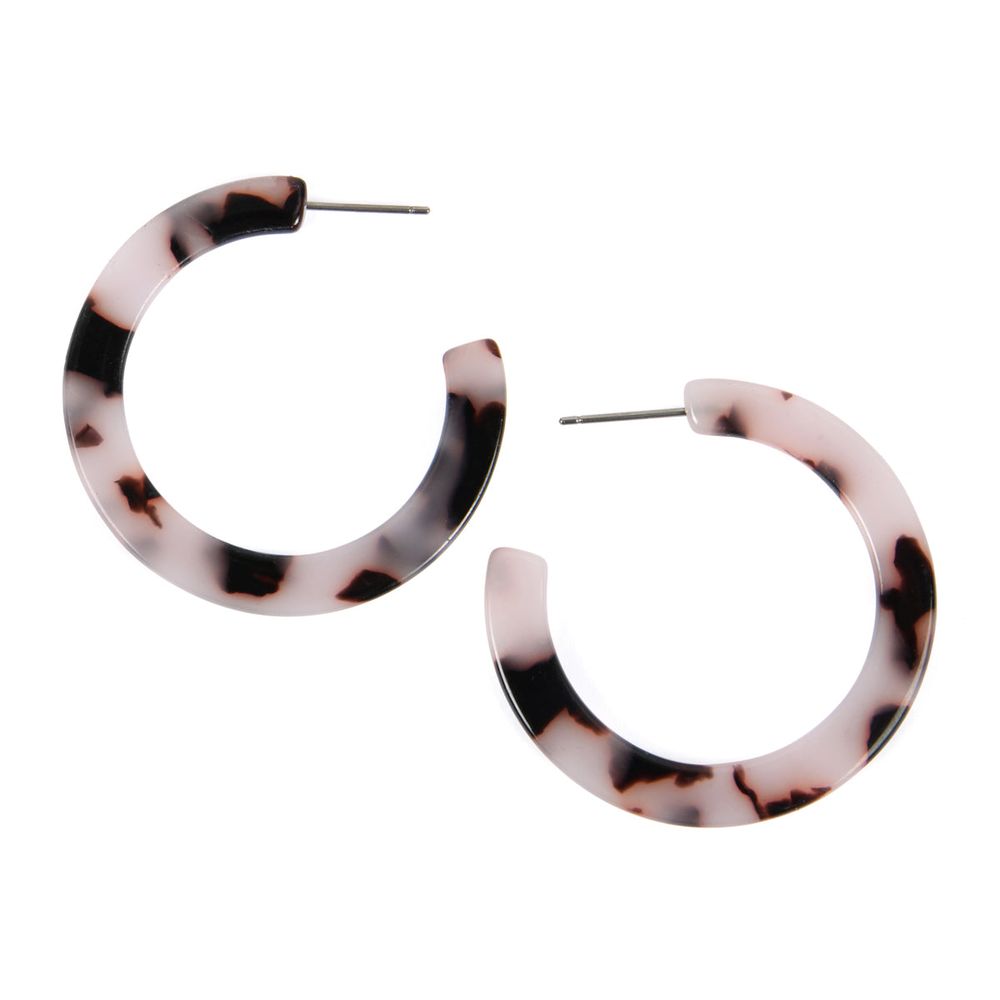 A pair of 1.5-inch colorful post hoop resin earrings in various vibrant colors, showcasing their lightweight and stylish design.