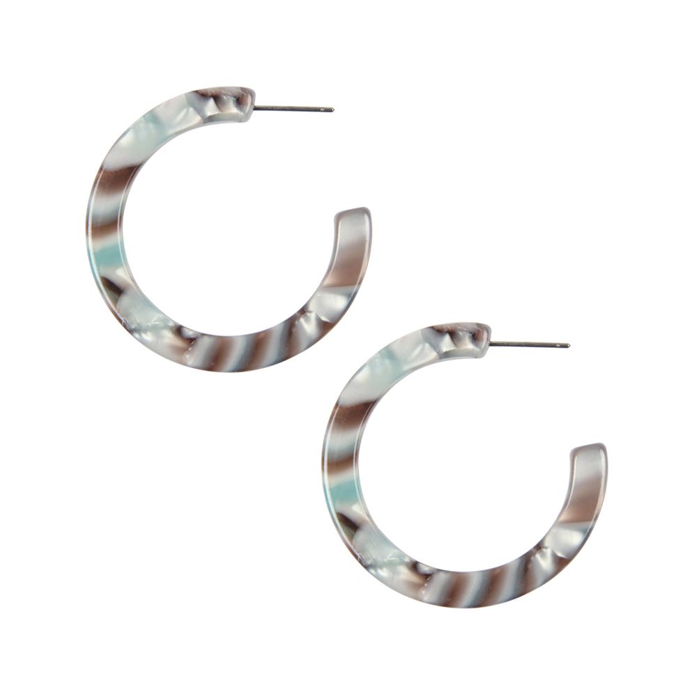 A pair of 1.5-inch colorful post hoop resin earrings in various vibrant colors, showcasing their lightweight and stylish design.