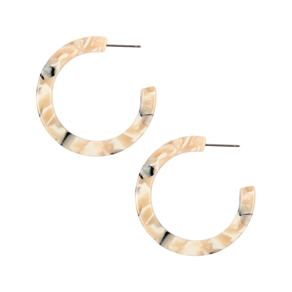 A pair of 1.5-inch colorful post hoop resin earrings in various vibrant colors, showcasing their lightweight and stylish design.