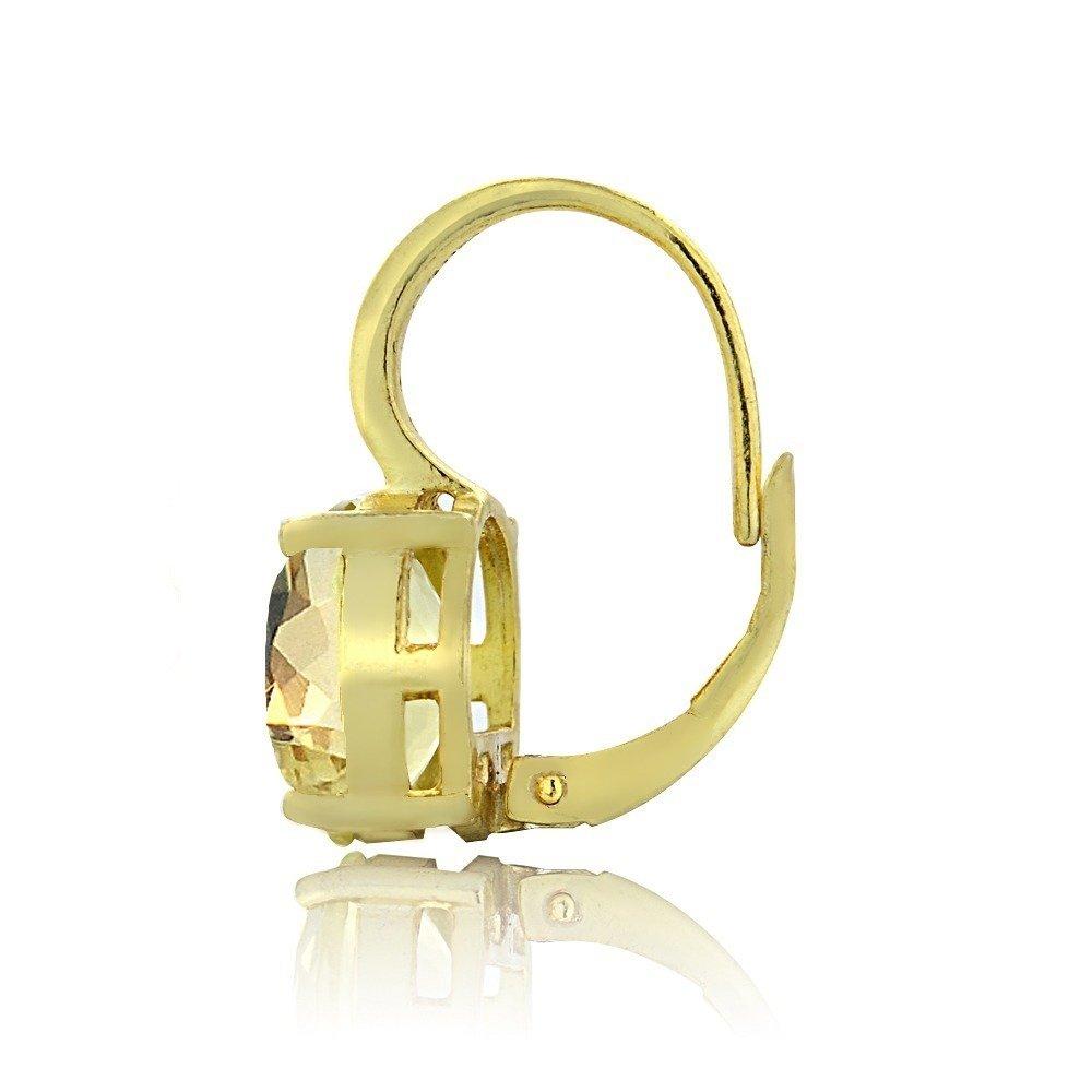 Elegant 1.50 Ct Oval Cut Yellow Stud Earrings with Pave Crystals in 18K Gold Plating, showcasing exquisite craftsmanship and design.