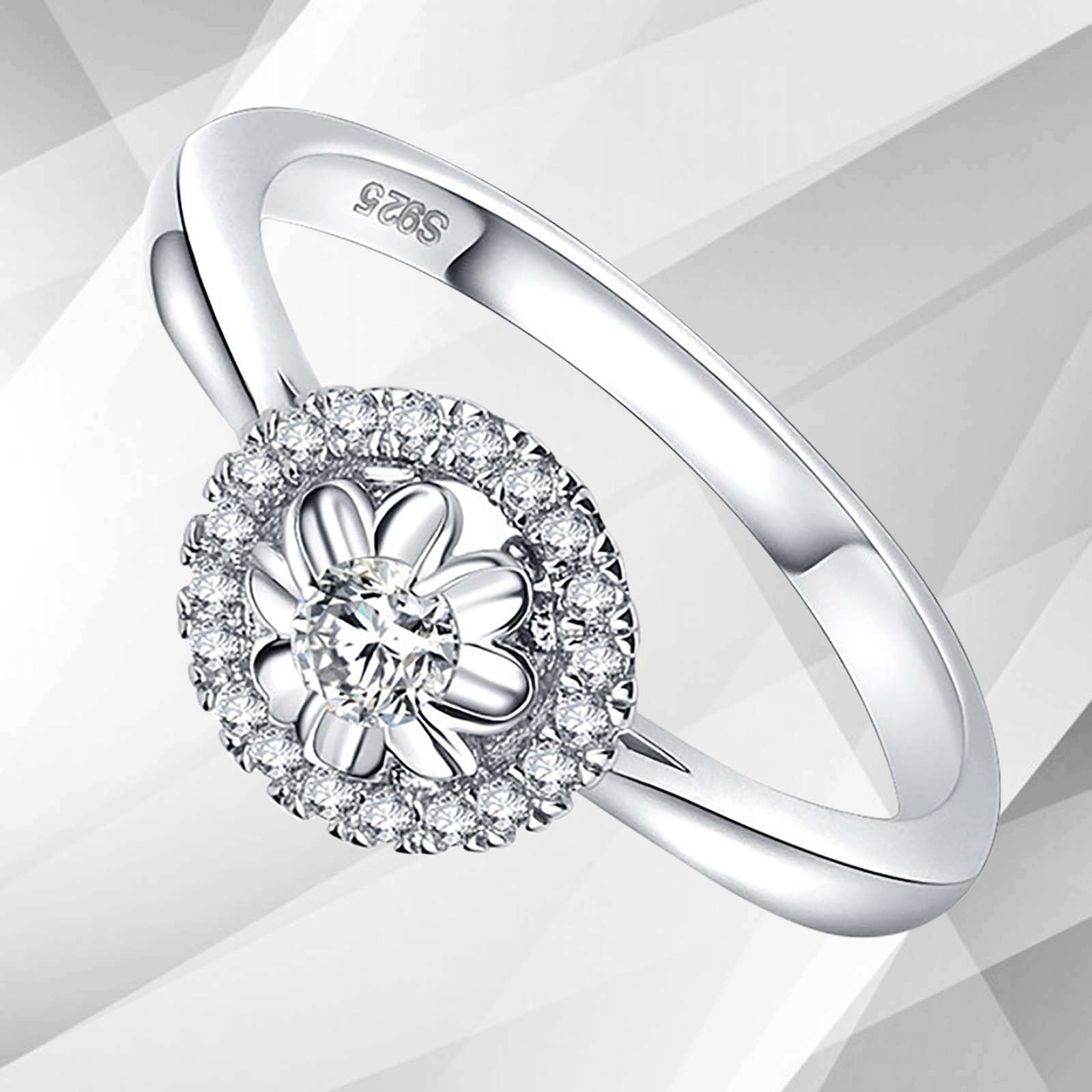 1.7Ct Round-Cut Diamond Cushion Halo Engagement Ring in 18K White Gold, showcasing its elegant design and sparkling diamonds.