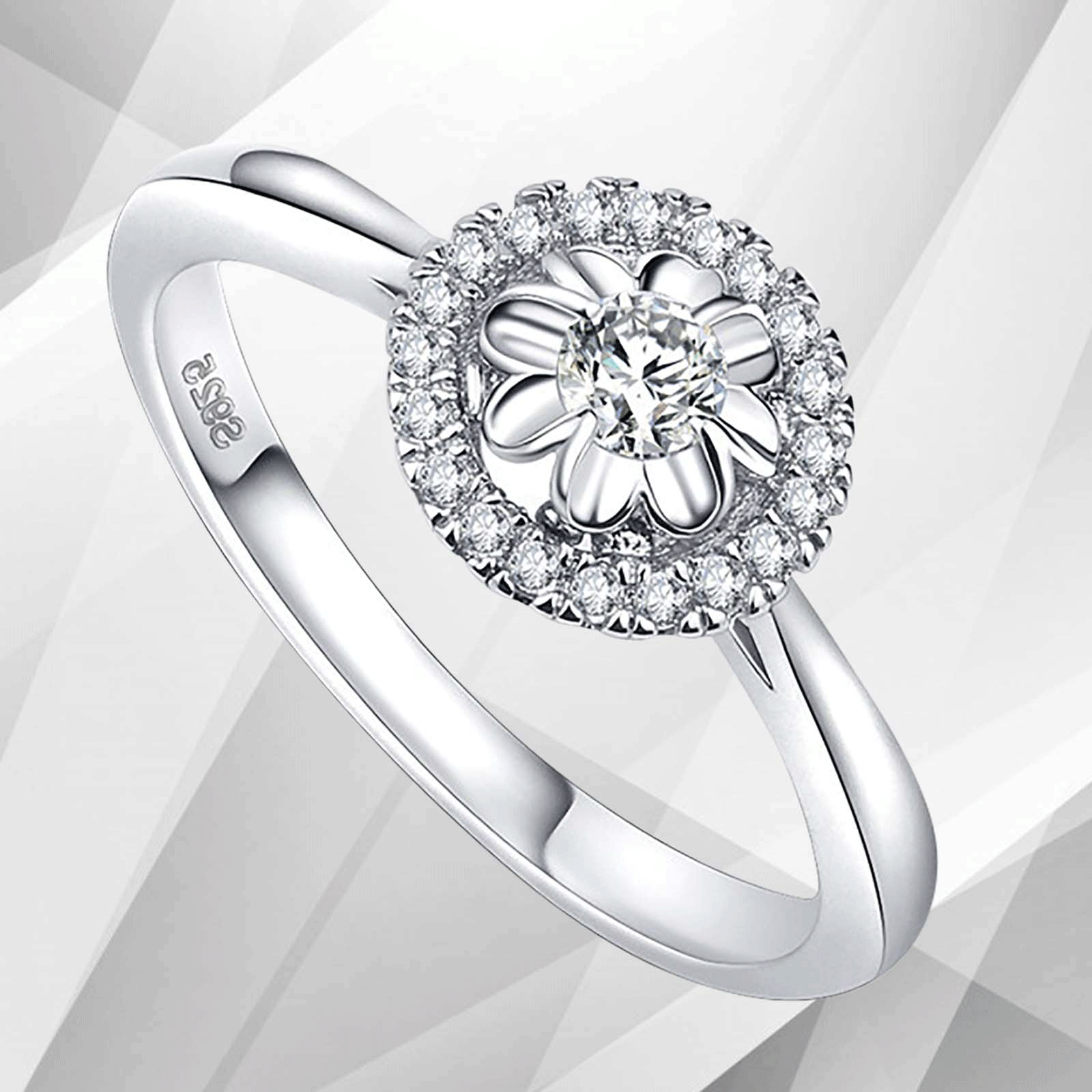 1.7Ct Round-Cut Diamond Cushion Halo Engagement Ring in 18K White Gold, showcasing its elegant design and sparkling diamonds.