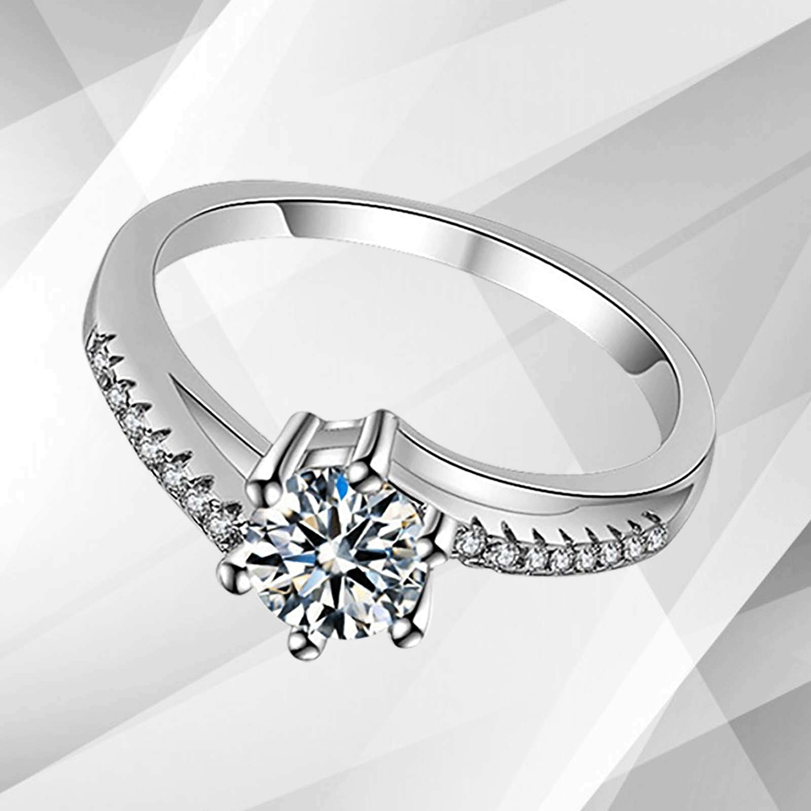 1.80Ct Round-Cut 15 Diamonds Solitaire Engagement Ring in 18K White Gold, showcasing its elegant design and sparkling diamonds.