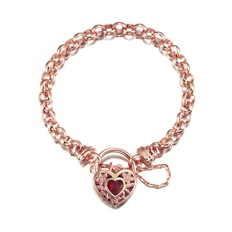 18ct Heavy Rose Gold Plated 6mm Belcher Chain Bracelet featuring a filigree locket, showcasing its elegant design and luxurious finish.
