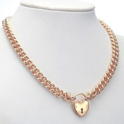 18ct Heavy Rose Gold Plated Euro Chain Necklace with a plain locket, showcasing its elegant design and quality craftsmanship.