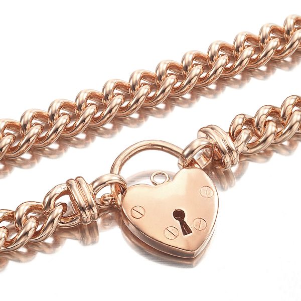 18ct Heavy Rose Gold Plated Euro Chain Necklace with a plain locket, showcasing its elegant design and quality craftsmanship.