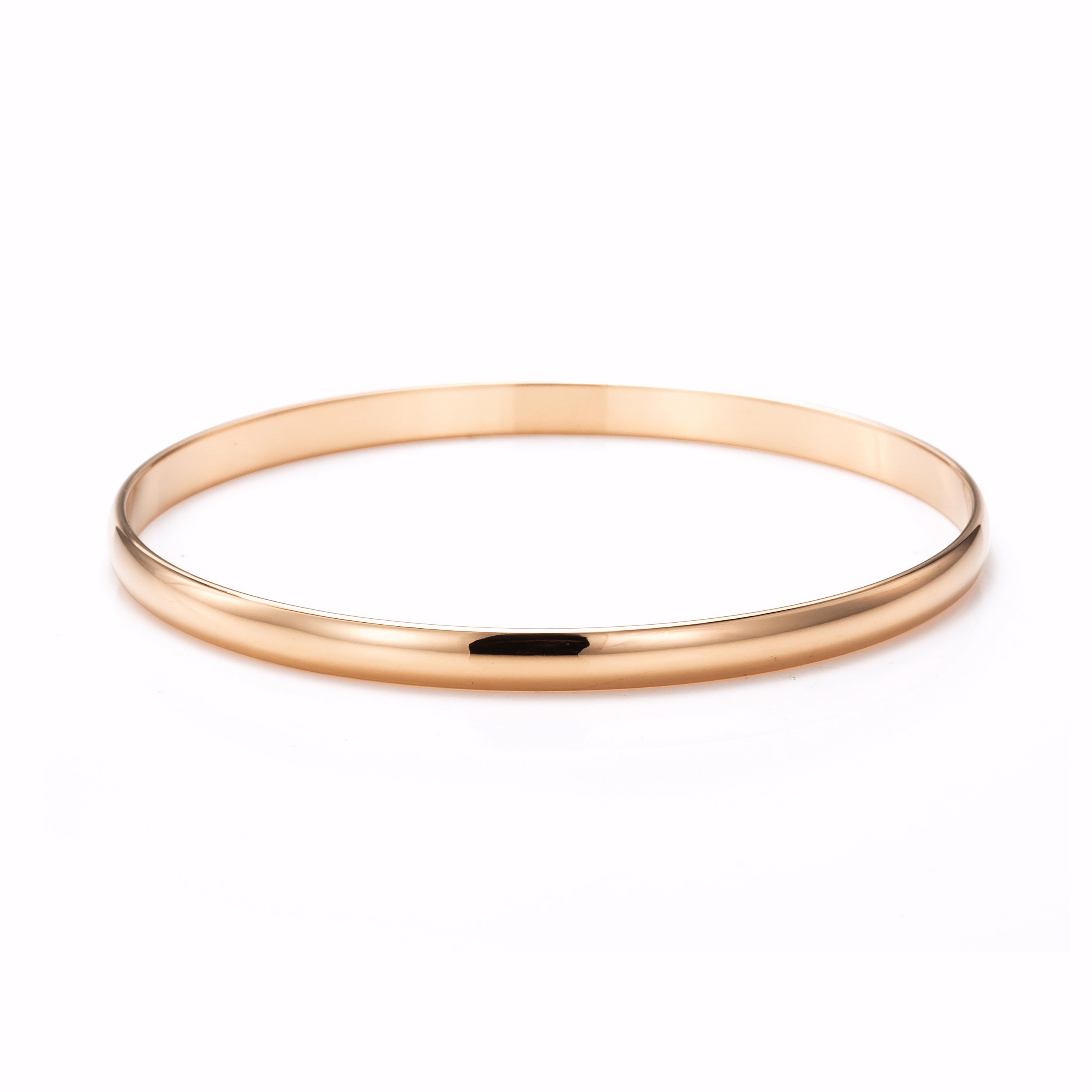 18ct Heavy Rose Gold Plated Plain Bangle, USA made, showcasing its elegant design and quality craftsmanship.