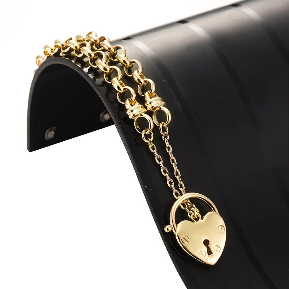 18ct Heavy Yellow Gold Plated 6mm Belcher Chain Bracelet with a plain locket, showcasing its elegant design and quality craftsmanship.