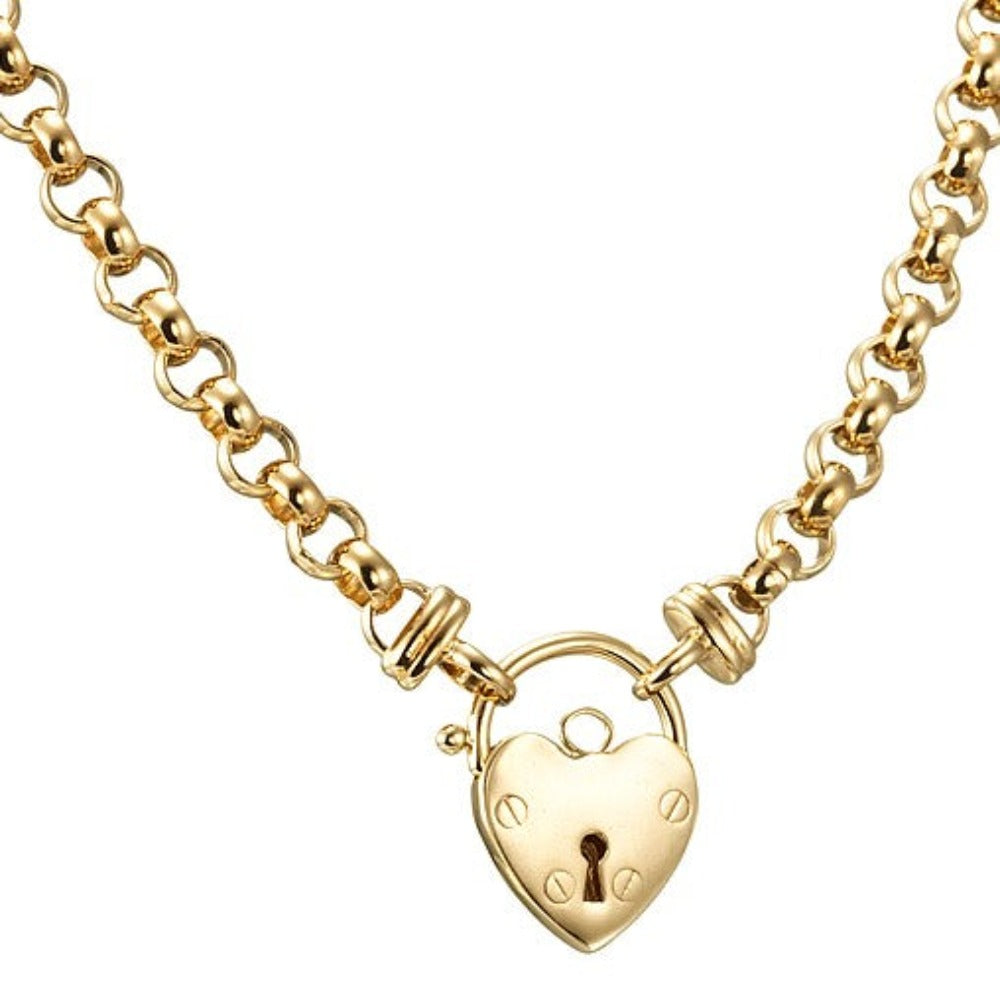 18ct Heavy Yellow Gold Plated 6mm Belcher Chain Necklace with a plain locket, showcasing its elegant design and quality craftsmanship.