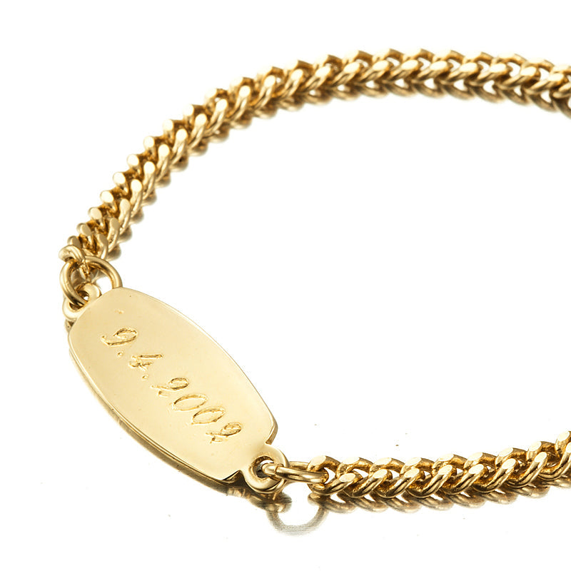 18ct Heavy Yellow Gold Plated Baby ID Bracelet with Parrot Clasp, showcasing its elegant design and secure clasp.