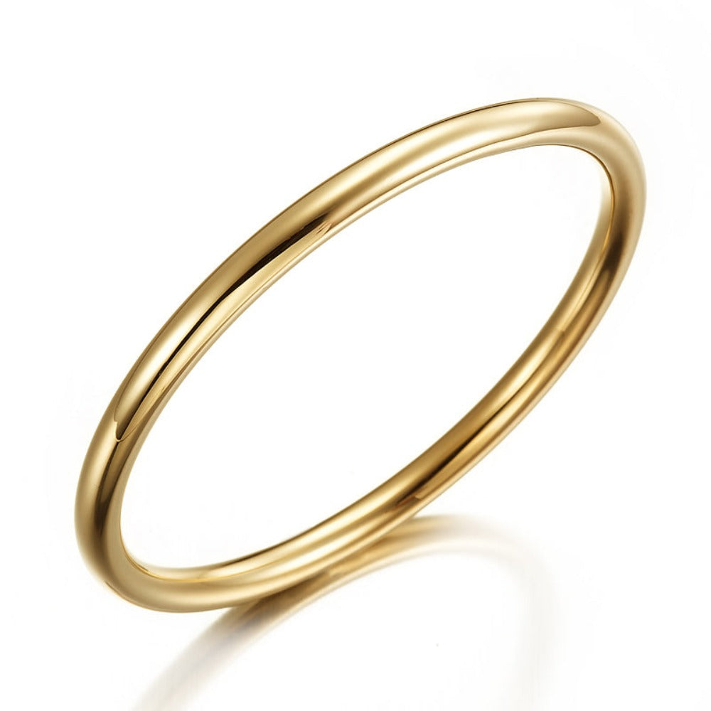 A luxurious 18ct heavy yellow gold plated classic golf bangle, showcasing its solid design and elegant finish, available in multiple sizes.
