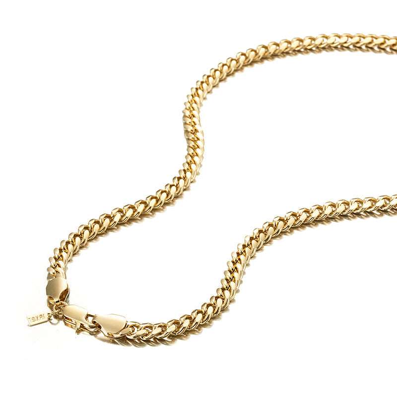 18ct Heavy Yellow Gold Plated Curb Chain Necklace with Lobster Clasp, showcasing its elegant design and quality craftsmanship.
