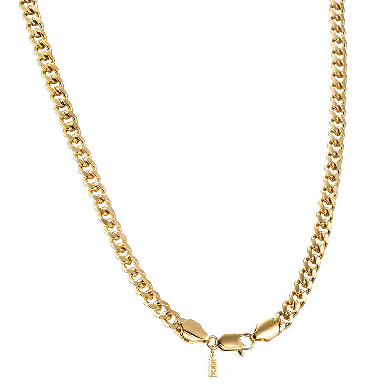 18ct Heavy Yellow Gold Plated Curb Chain Necklace with Lobster Clasp, showcasing its elegant design and quality craftsmanship.