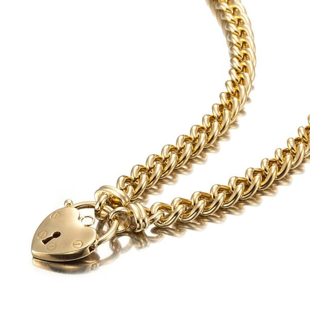 18ct Heavy Yellow Gold Plated Euro Chain Necklace with a Plain Locket, showcasing its elegant design and quality craftsmanship.