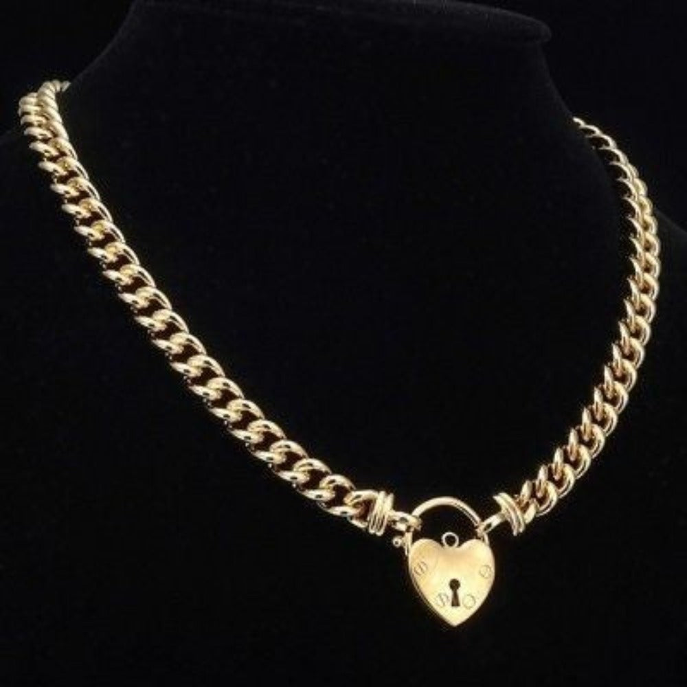18ct Heavy Yellow Gold Plated Euro Chain Necklace with a Plain Locket, showcasing its elegant design and quality craftsmanship.