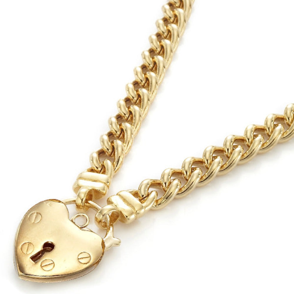 18ct Heavy Yellow Gold Plated Euro Chain Necklace with a Plain Locket, showcasing its elegant design and quality craftsmanship.